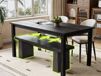 LITTLE TREE 47-Inch Wooden Entryway Bench, Farmhouse Dining Bench with Sturdy Frame for Dining Room, Bedroom, Living Room Hallway Kitchen, Easy Assembly (Black)