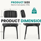 OLIXIS Dining Chairs Set of 2, Mid Century Modern Kitchen Chairs, Black | Faux Leather Cushion Seat, Metal Legs Backrest, Living Room Home Office Bedroom