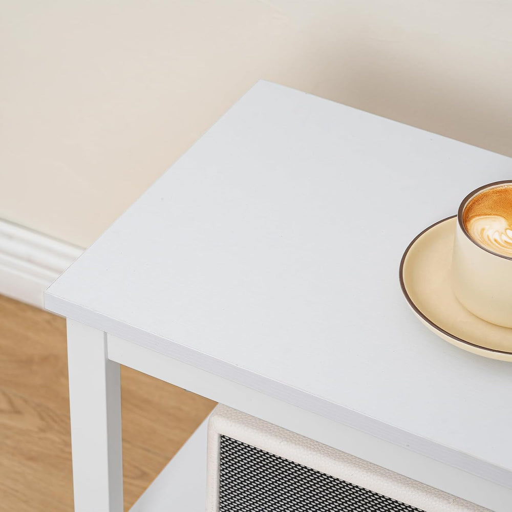 HOOBRO End Table, Simple Rustic Side Table with 3-Tier Storage Shelf, Narrow ...