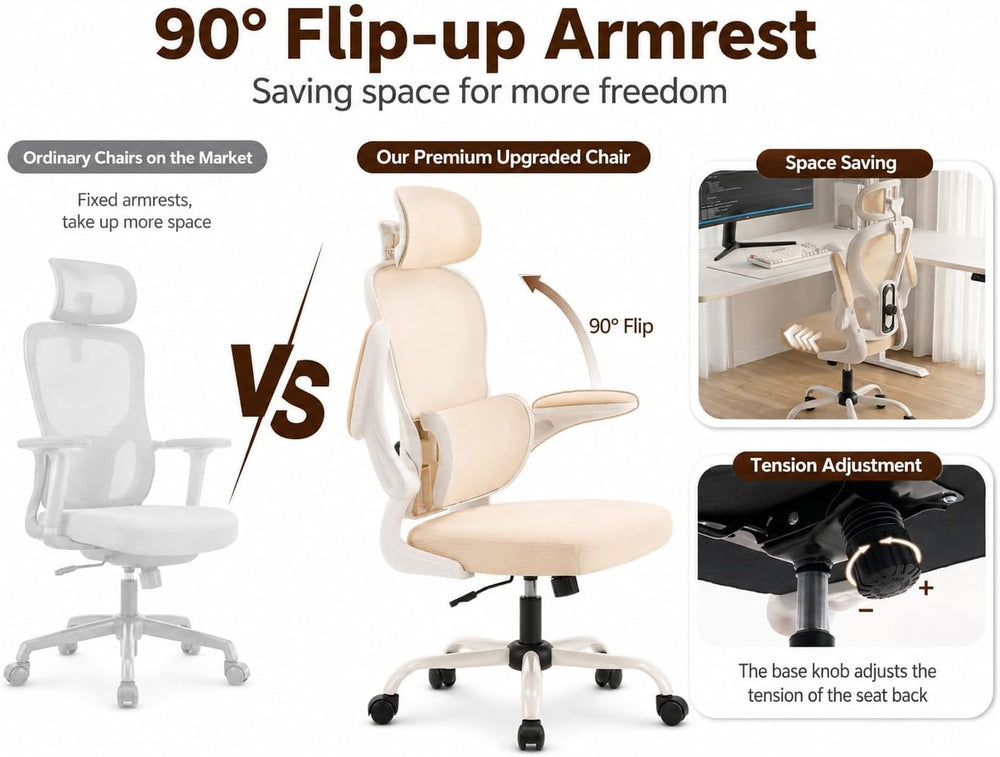 Ergonomic Office Chair with Adjustable Headrest & Lumbar Support, High Ba...