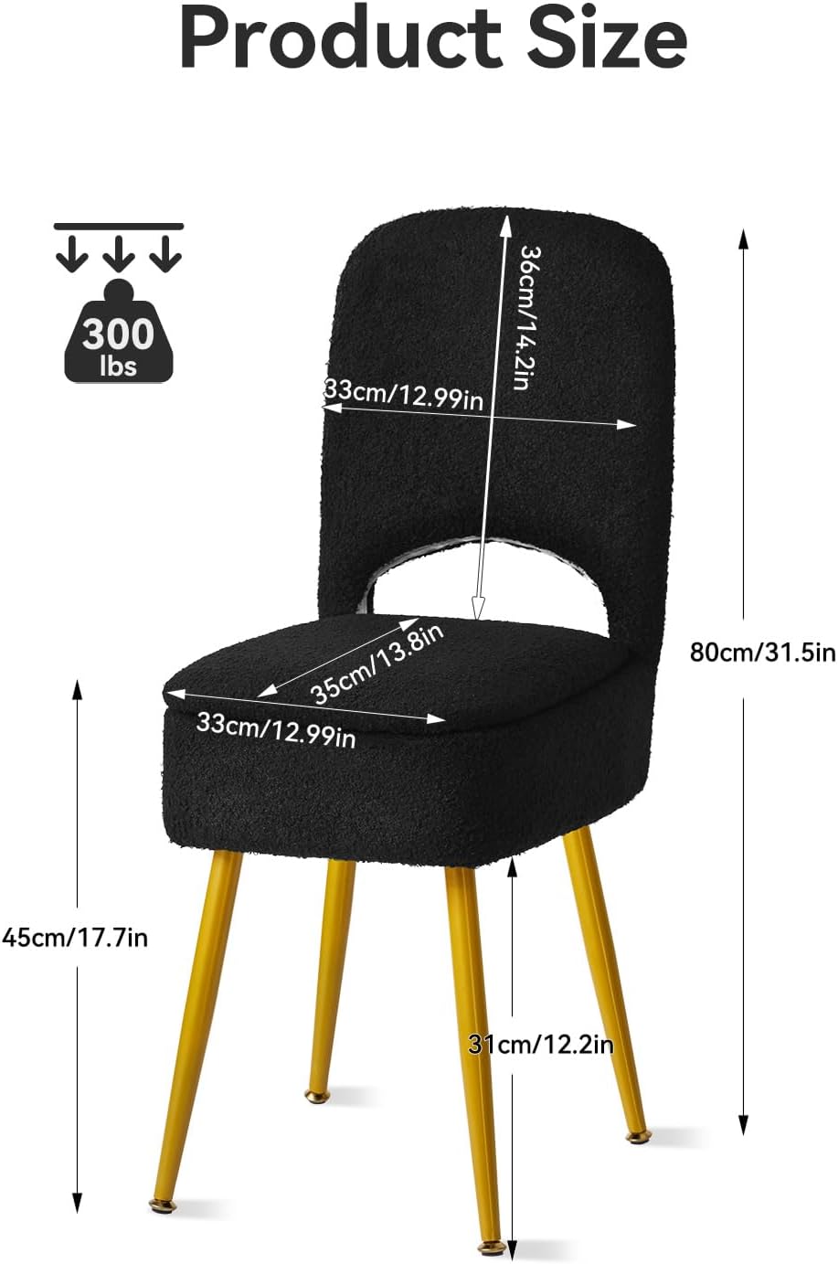 IBUYKE Storage Vanity Stool Chair with Folding Backrest, Black WBD027B