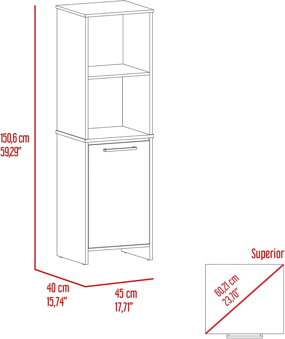 Kitchen Pantry Feery, Single Door Cabinet, Interior and External Shelves, Whi...