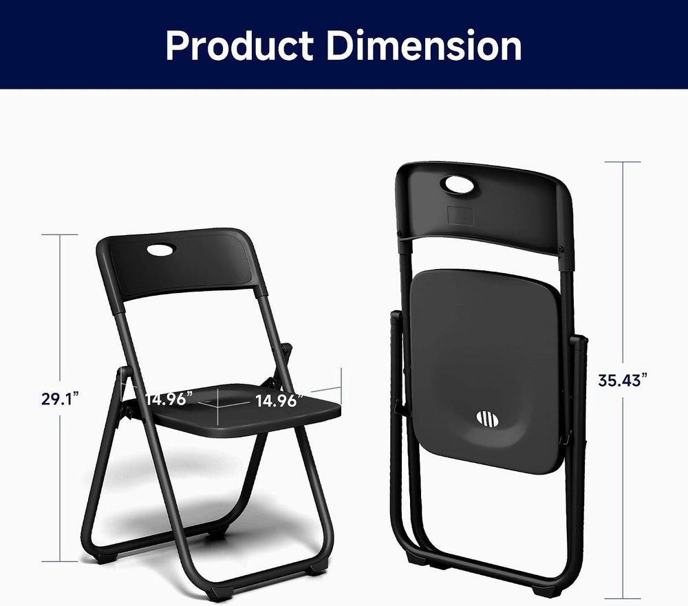10 Pack Black Plastic Folding Chairs, Lightweight Foldable Chair with 350lbs ...
