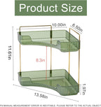 Corner Bathroom Countertop Organizer, Vanity Trays for Counter, Makeup Organizers, Perfume Tray, Kitchen Spice Rack, (Green, 2 Tiers)