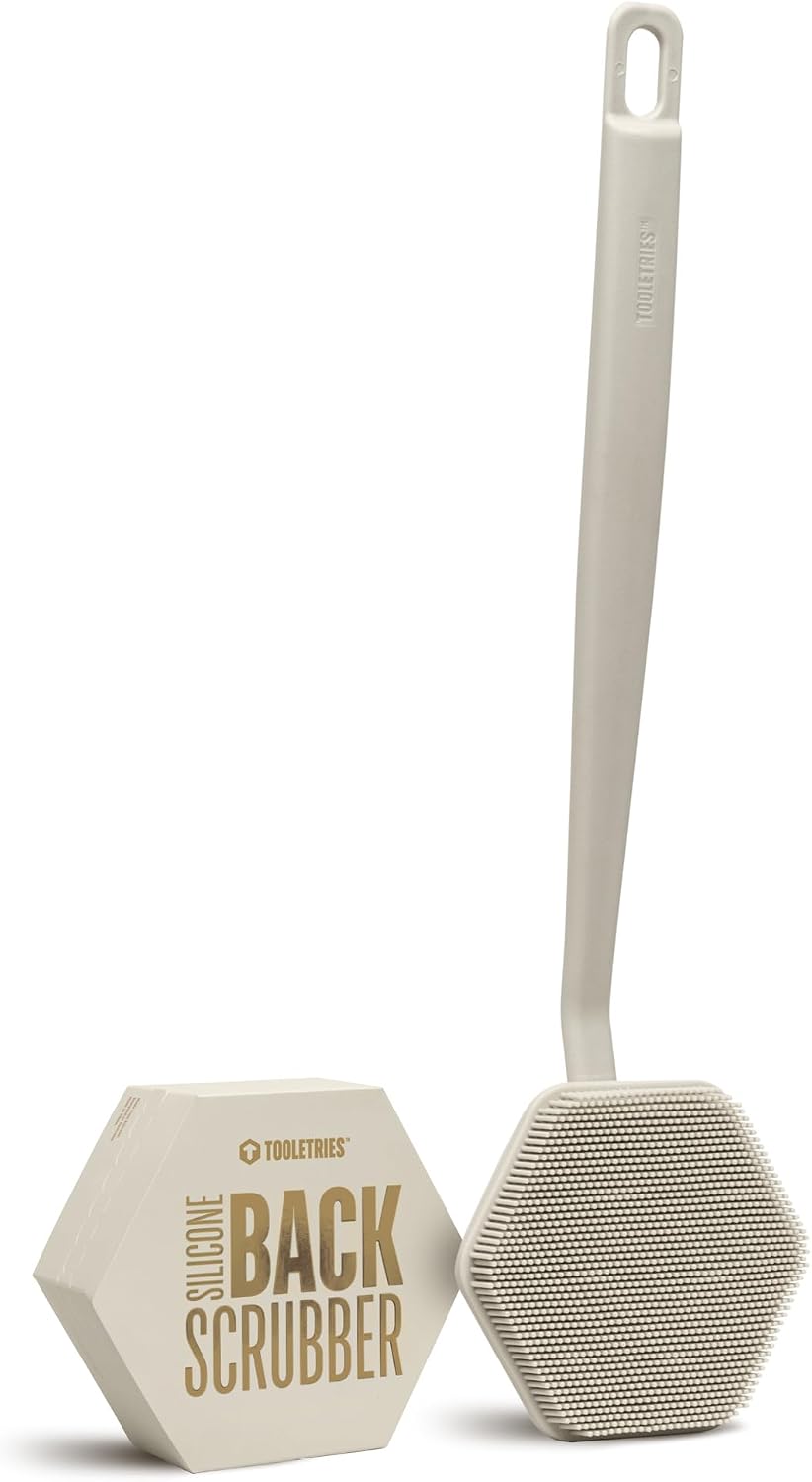 TOOLETRIES Silicone Back Scrubber for Shower, Body Brush - Sand