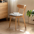 100% Solid Oak Dining Chairs, Mid Century Modern Dining Chair with Curved Backrest, Fabric Upholstered Dining Chairs for Kitchen, Study, Living Room (1, Original Wood-Gray Cushion)