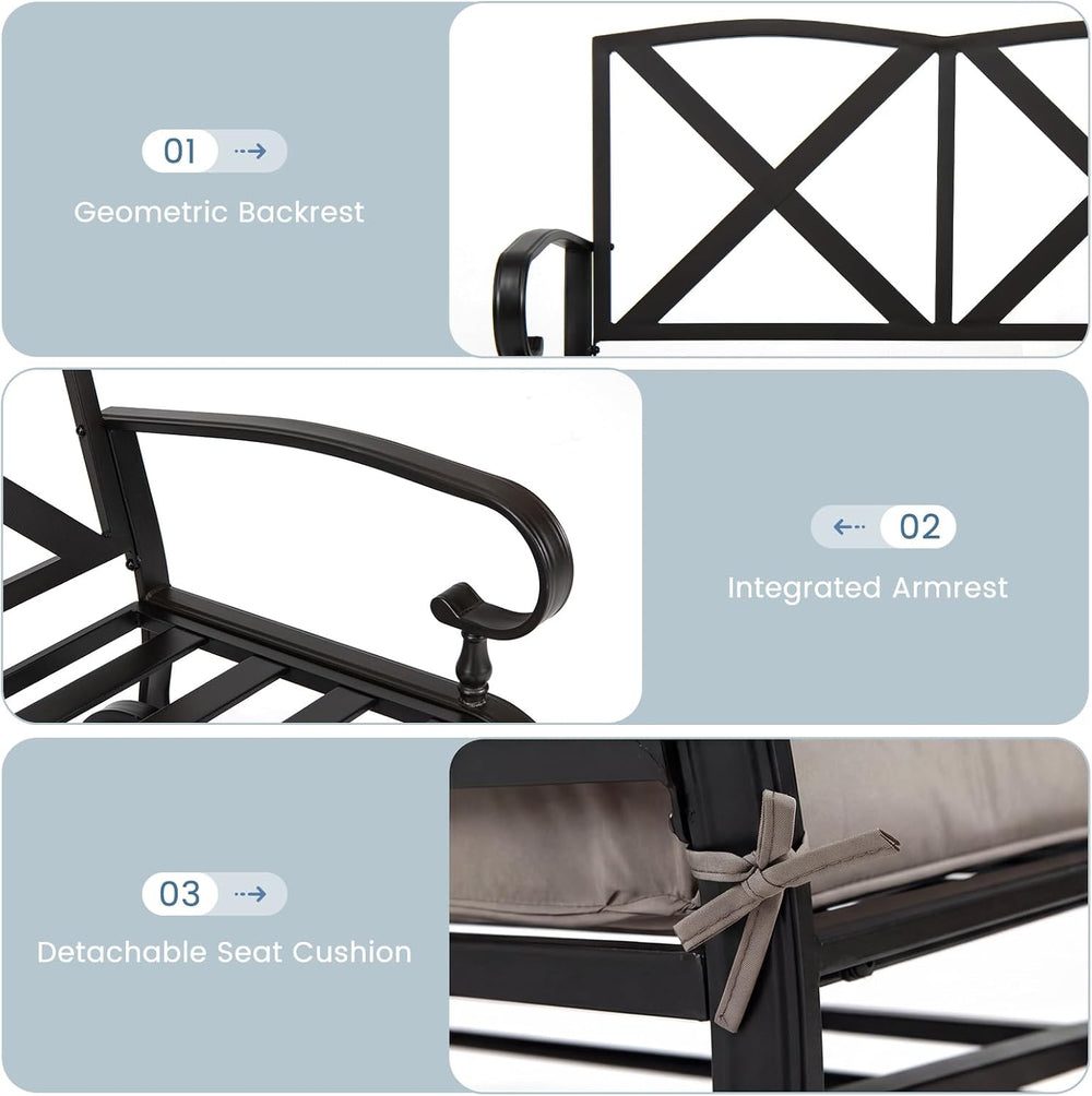 Tangkula Outdoor Swing Glider Chair, Patio Glider Bench for 2 Persons, Outdoo...
