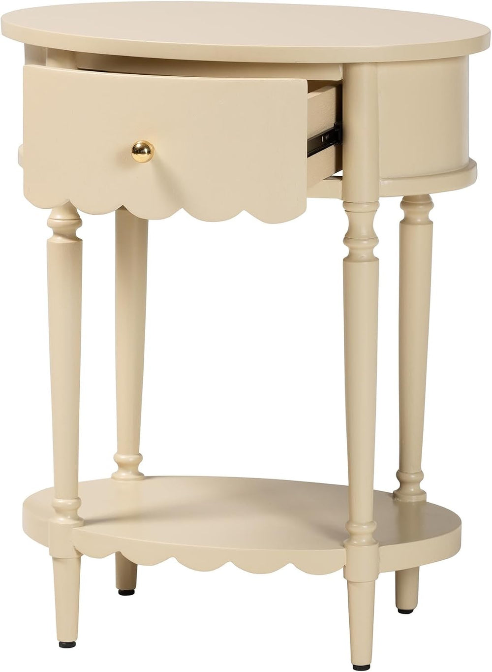 Bali & pari Liba End Table - 1-Drawer Accent Table with Scalloped Detaili...