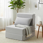 Folding Sofa Bed, Convertible Sleeper Chair, No Assembly (Gray) | Boneless Sofa Couch, Foldable Mattress & Back Support, Portable Floor Lounger Futon for Small Apartment, Dorm, Guest Room