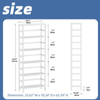 HITNET Bookshelf, 6-Tier Tall Bookcase Freestanding Bamboo Book Shelf Bathroom Storage Organizer with Adjustable Shelves, White