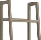 SIMPLIHOME Sawhorse SOLID WOOD 24 Inch Modern Industrial Ladder Shelf in Distressed Grey, For the Living Room, Study Room and Office