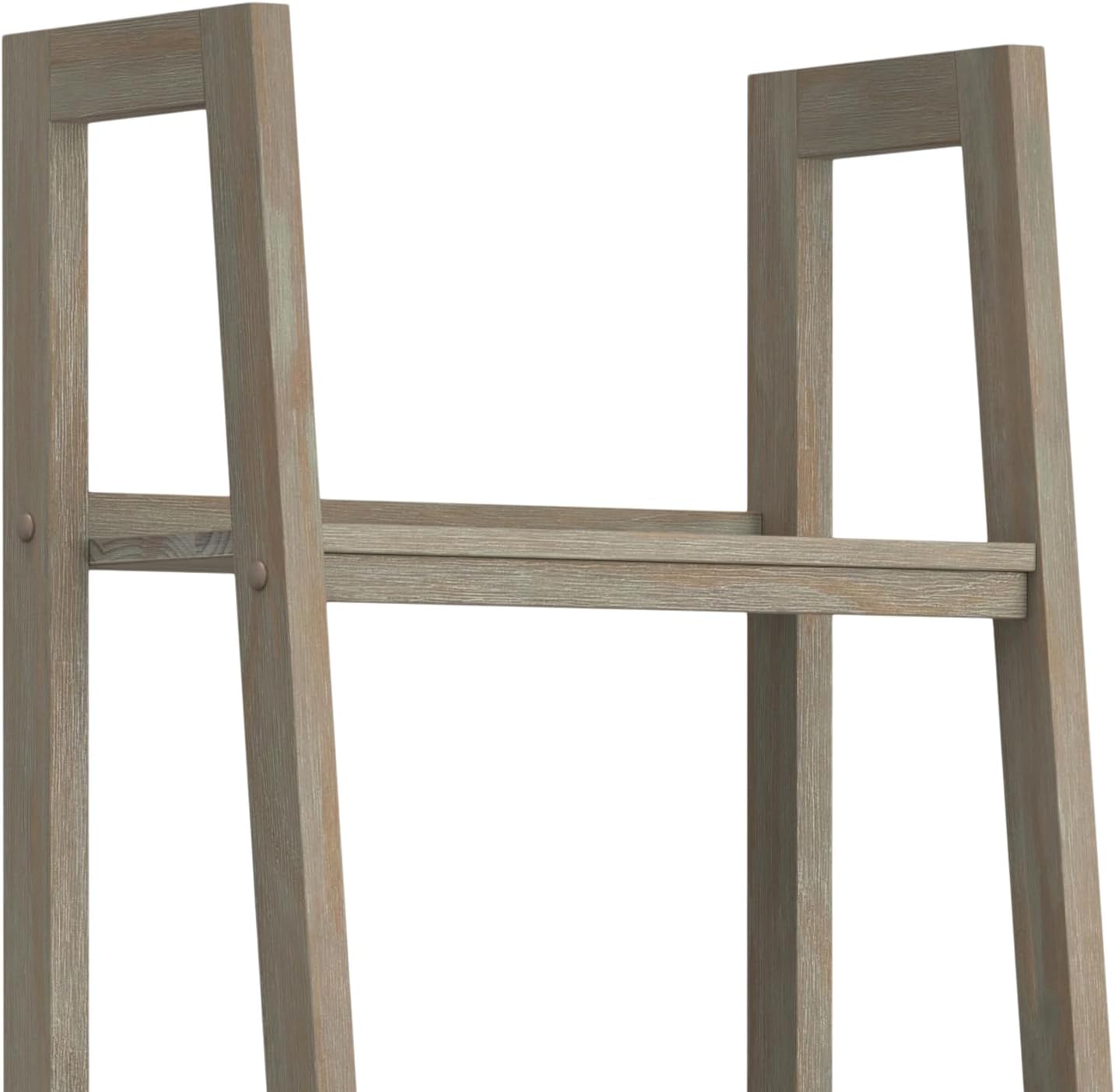 SIMPLIHOME Sawhorse SOLID WOOD 24 Inch Modern Industrial Ladder Shelf in Distressed Grey, For the Living Room, Study Room and Office