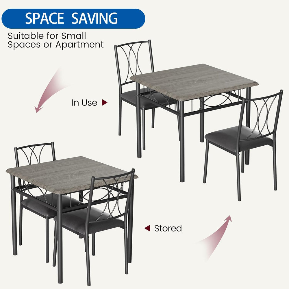 GarveeHome Small Dining Table Set for 2, Square Table and Chairs Set of 2, 3 ...