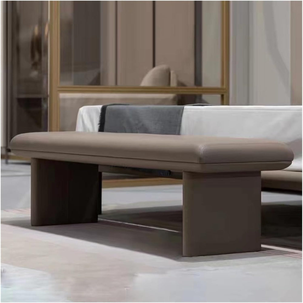 Modern Upholstered Pu Leather Bench Ottoman,Modern Tufted Long, Comfortable F...