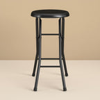 24" Vinyl Padded Folding Stool, Portable Heavy Duty Foldable Stool for Home & Shop, Black