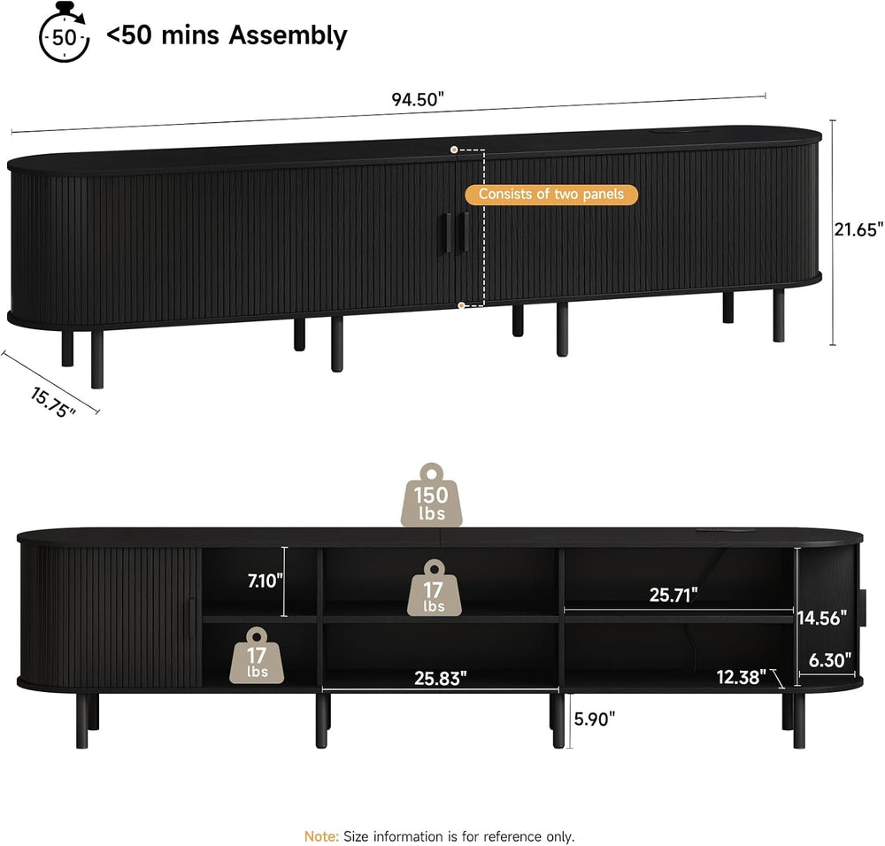 ONBRILL 94.5" TV Stand with Power Outlet & Storage for TVs up to 102...