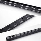 6 Pcs Dual Track Upright Wall Shelving System Heavy Duty Support System Twin Slot Shelf Rail Shelf Standards for Pantries Linen Closets Laundry Rooms(Black,25 Inch)