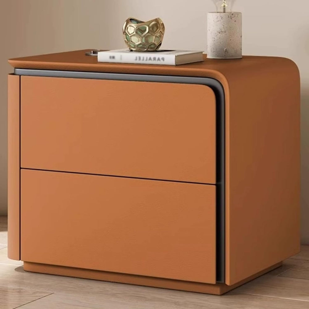 Nightstand Wooden, Bedside Table PU Finish, 2 Drawers Bedside Tables, Side Be...