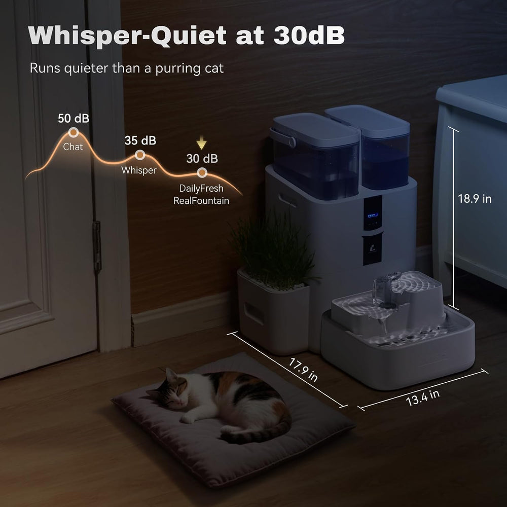 Automatic Cat Water Fountain 10L/338oz Self Filling and Cleaning, Pet Water D...