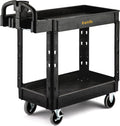 ELAFROS Utility Cart with Ergonomic Handle and Built-in Tool Compartments - 37.5" x 17" Work Cart W/Deep Shelves Safely Holds up to 550 lbs - 2 Tier Rolling Cart,Black