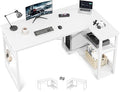Casaottima L Shaped Computer Desk, 48 Inch Small Corner Desk with Storage Shelves & PC Stand, Reversible Gaming Desk for Bedroom, Modern Writing Study Table for Home Office, White