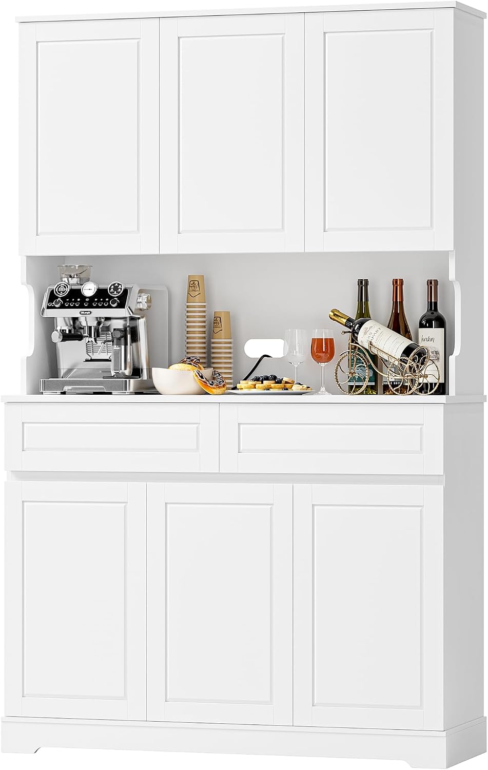 FACBOTALL 74" Pantry Cabinet, Tall Kitchen Pantry with 6 Doors & 2 D...