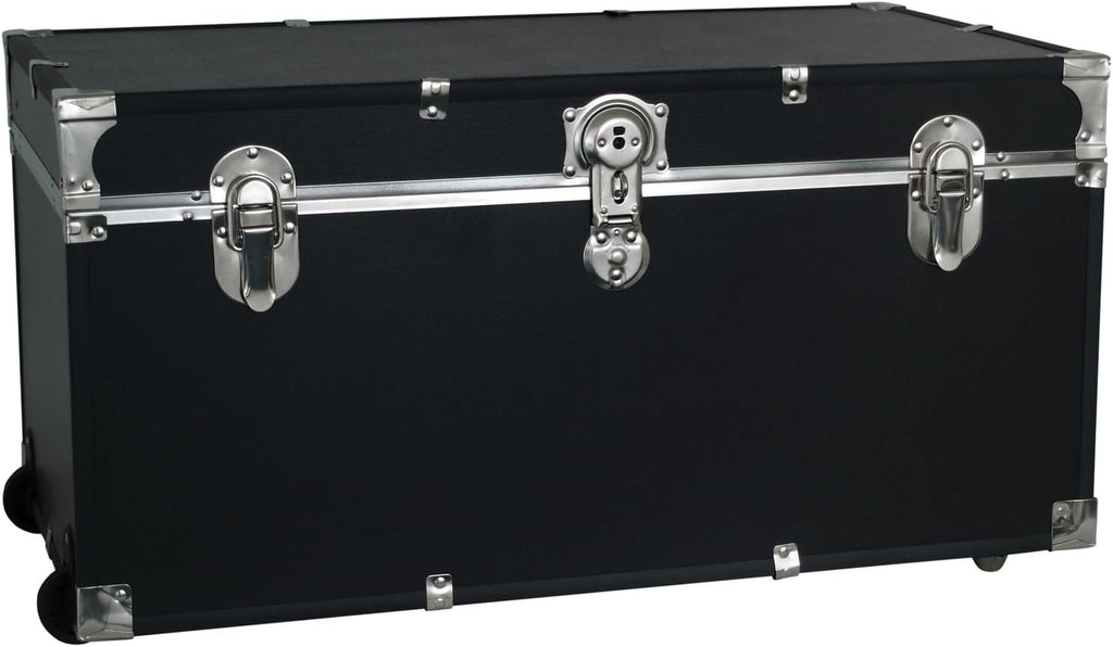 Seward Traveler Trunk with Wheels & Lock, Black, 31-Inch
