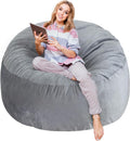 SHOUREN 3 Ft Bean Bag Chair,Memory Foam Bean Bag Chairs for Adults,Bean Bag Sofa for Living Room,Beanbag with Filler Included,Soft Velvet Fabric,Pull-Handle - 3 Foot,Dark Grey