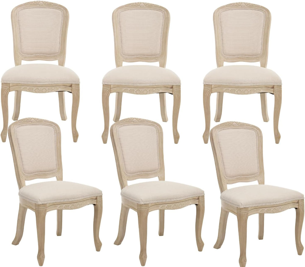 chairus French Country Dining Chairs Set of 6, Upholstered Linen Dining Room ...