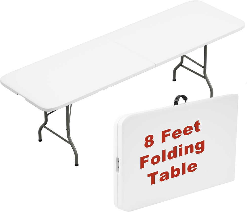 Elevon Folding Table, 8 Feet Heavy Duty Fold-in-Half Utility Table Indoor Out...