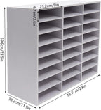 24 Compartments Literature Organizer, Desktop File Sorter Mail Center Paper Storage Cabinet Classroom Mailbox for Files Documents Papers Magazines (White 24Slots)