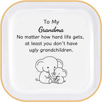 Elephant Gifts for Grandma Christmas, Cute Grandma Gifts from Grandchildren | You don't have ugly grandchildren, Ring Dish 4" Practical Size, Ceramic