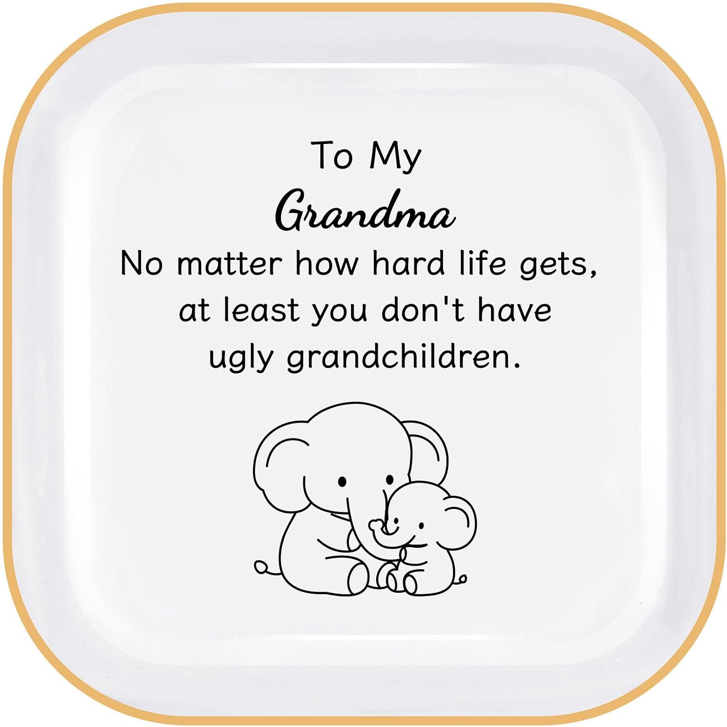 Elephant Gifts for Grandma Christmas, Cute Grandma Gifts from Grandchildren | You don't have ugly grandchildren, Ring Dish 4" Practical Size, Ceramic