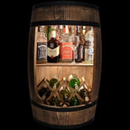 Fassbar L.E.D. with Wine Holder Wine Rack - Wooden Barrel Home Bar 80 cm Rustic Decorative Bar Cabinet Wine Stand - Barrel Beer Wine Bottle Stand - Bar Whisky Gift (Dark Brown)
