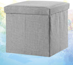 PRETYZOOM Foldable Storage Stool 11.8 Inch Square Cloth Cube with Lid Multifunctional Storage Footstool for Home Organization and Seating