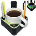 MugBrick Drink Holder for Couch, Bed, Car, Boat - Non-Spill Table and Desk Cup Holder, Tip Proof Spill Prevention Organizer, Black + Yellow Glow