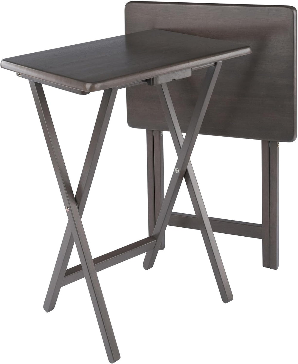 Winsome Alex Set of 2 Foldable Snack Tables, Oyster Gray | Easy to Store Smal...