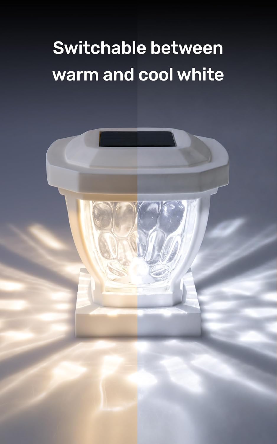 Home Zone Living 2PK Solar Post Cap Lights, Decorative Glass LED, White