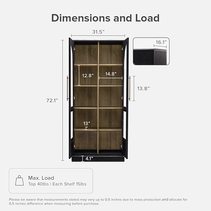 mopio Blake 4 Piece Entertainment Center with Storage, Modern Farmhouse Arched Wall Unit Cabinet TV Stand with Tall Display Cabinets for up to 65" TVs, Trophy Display Case, Media Console Cabinet
