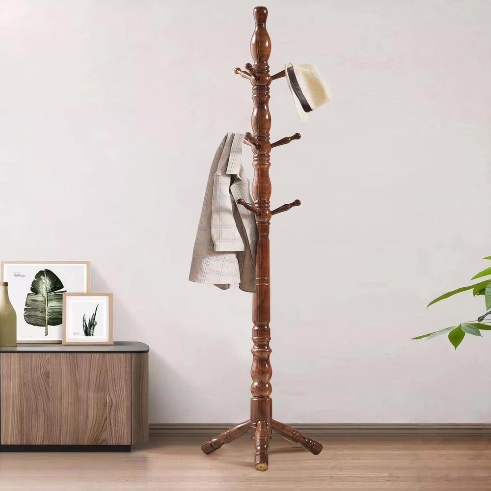 Coat Rack, Natural Wood Coat Racks with 3 Height Options and 9 Hooks,Coat Tre...