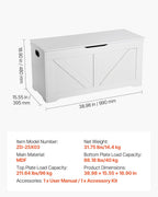 VEVOR Kids Storage Bench, Wooden Toy Box Chest, Large Storage Cabinet with Safety Hinge, Toddlers Storage Bench for Playroom, Living Room or Entryway, Easy Assembly, 38.98 x 15.55 x 18.9 in, White