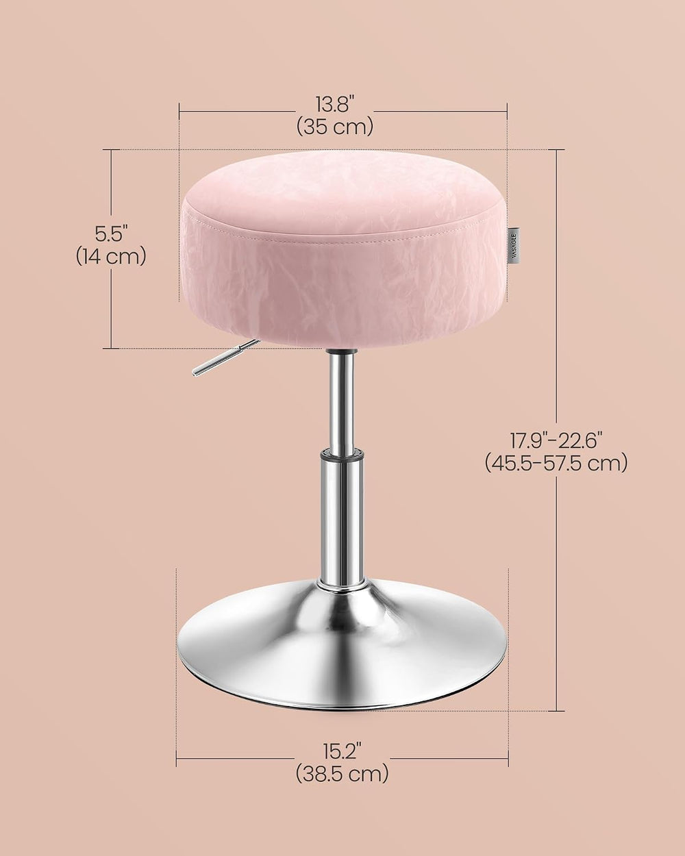 VASAGLE Bar Stool Set of 1, 360° Swivel Vanity Stool, Thick Cushion | Makeup ...
