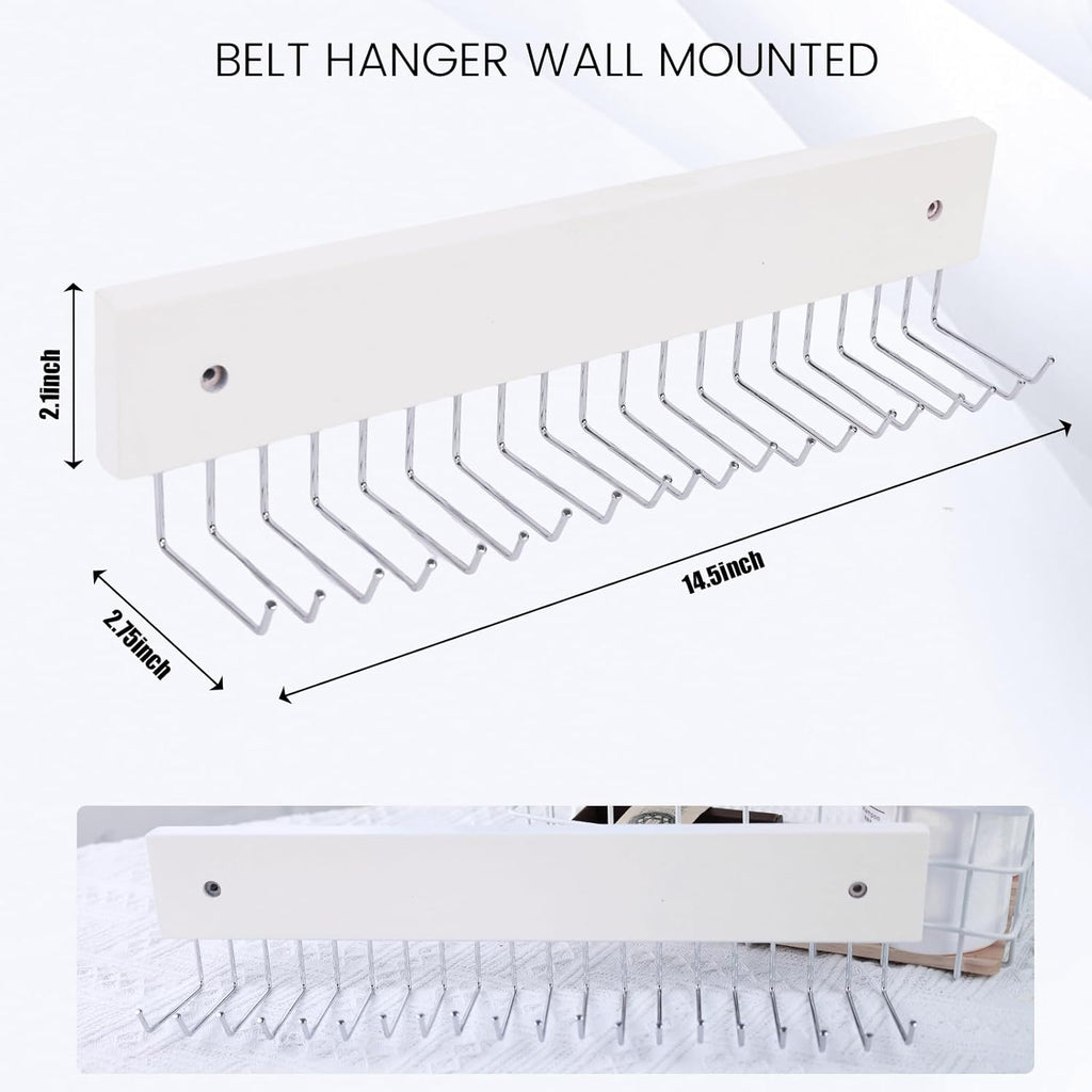 Tie Rack Wall Mounted, 180 Degree Rotating Tie Hanger Belt Holder Organizer Max 20 Storage for Purse, Scarves, Tank Top, Hats, Medals