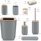 IMAVO Bathroom Accessories Set,Grey Bathroom Set,11 Pieces Bathroom Accessory Set,Trash Can for Bathroom Accessories Décor and Housewarming Gifts