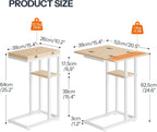 HOOBRO Foldable C Shaped End Table, C Shaped Side Table with Storage Shelf, Small Snack Table, Slide Under Couch Table for Sofa, Living Room Bedroom Small Spaces Easy Assembly, Natural WN29SF01