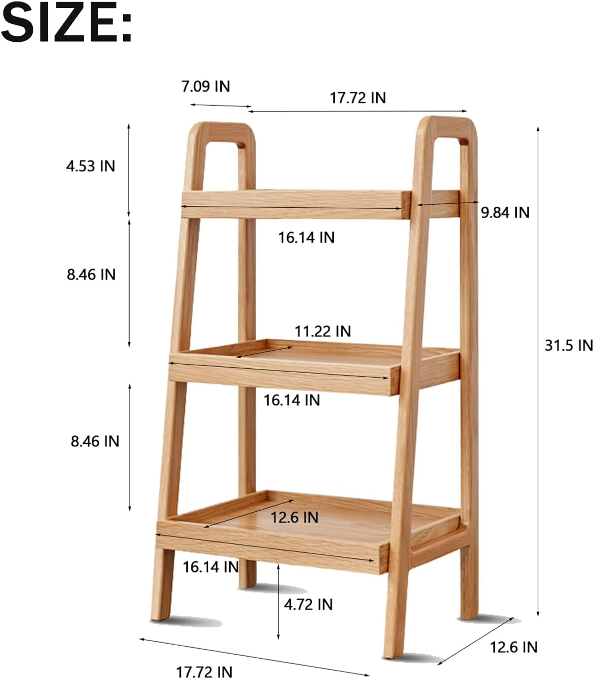 Solid Oak 3-Tier Ladder Shelf & Beech Wood Shoe Rack - Sturdy Entryway Organizer, Elegant Storage for Bathroom, Living Room, Bedroom & Hallway - Durable & Stylish Design