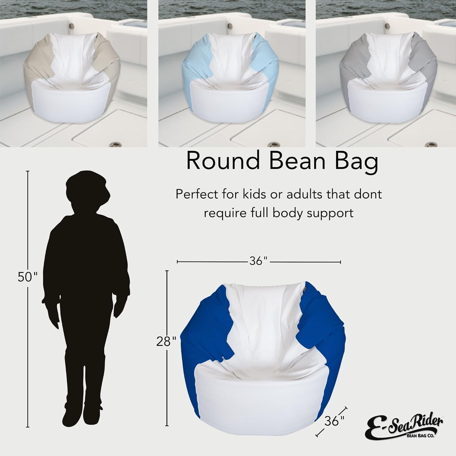 E-SeaRider Round Marine Beanbag (Medium, Multi) (White/Pink)