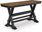 Signature Design by Ashley Counter Height Dining Bench, 48", Brown & Black | Mango veneer and MDF substrate seat, Solid wood frame, Kitchen island seating, Modern farmhouse style, Wildenauer Series