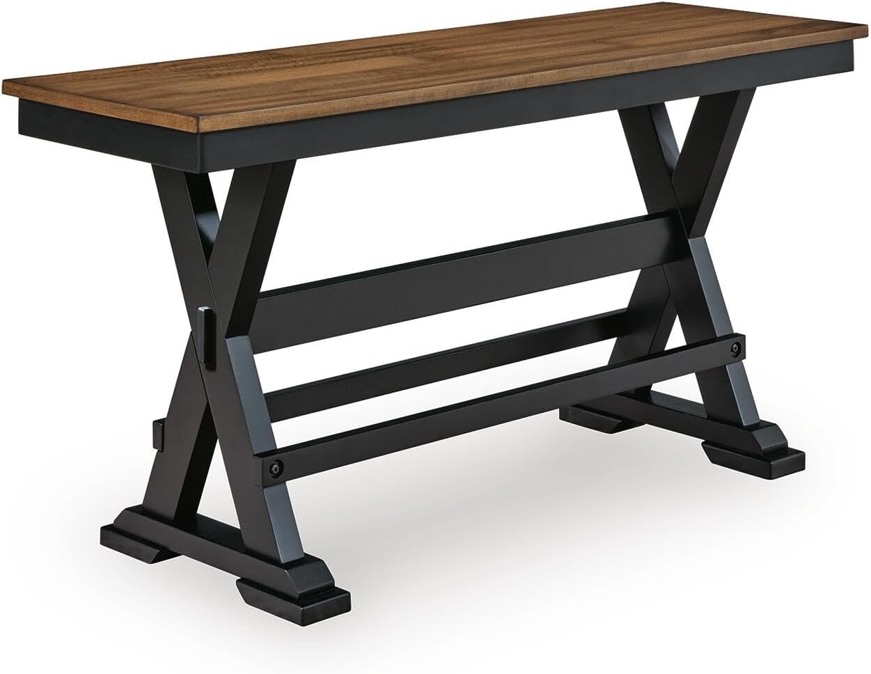 Signature Design by Ashley Counter Height Dining Bench, 48", Brown & Black | Mango veneer and MDF substrate seat, Solid wood frame, Kitchen island seating, Modern farmhouse style, Wildenauer Series