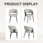 Modern Dining Chairs Set of 4, Faux Leather Upholstered Kitchen Chairs with Curved Back and Metal Legs, Mid Century Chairs for Dining Room, Kitchen, or Café (Light Gray)